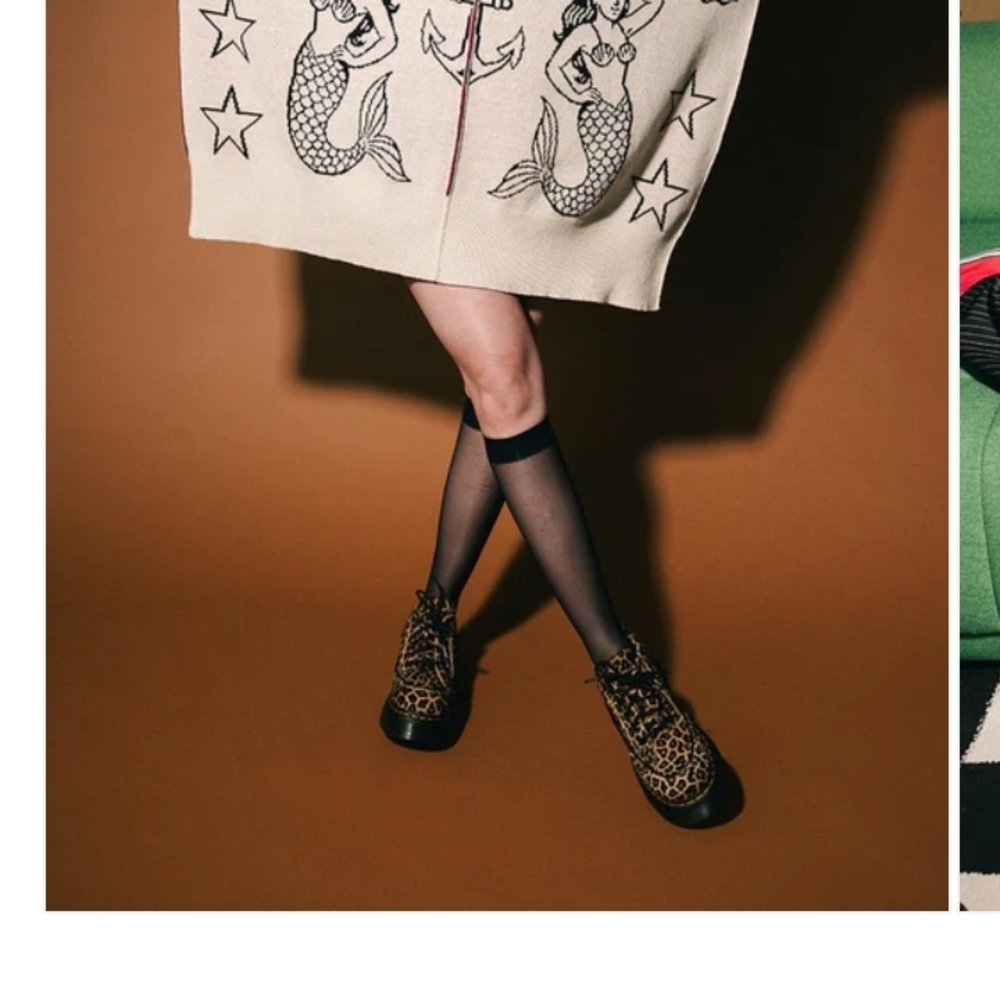 Dressed in LALA Cream Knit Sweater Dress with Black Mermaid Graphic